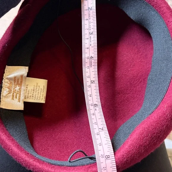 Vintage Elegant French girl cloche beret burgundy structured Wool bow Beret - Picture 7 of 8